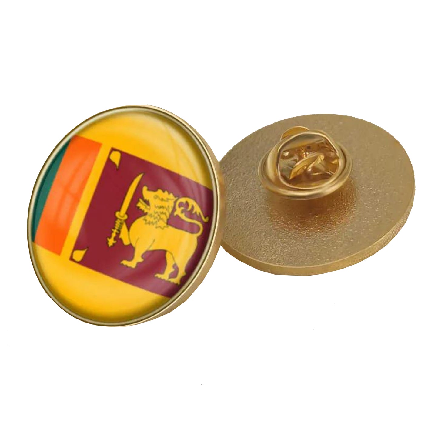 Sri Lankan National Flag Lapel Pin (Design E) (2cm Diameter)