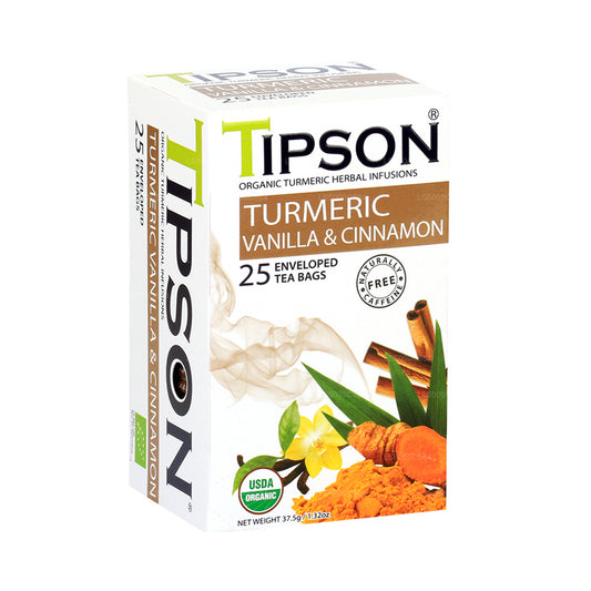 Tipson Turmeric Vanilla & Cinnamon 25 Enveloped Tea Bags (37.5g)