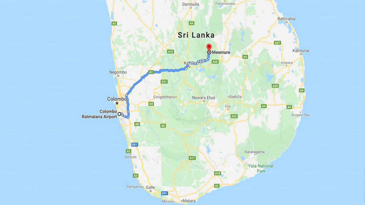 Ratmalana (RML) Airport to Meemure City Private Transfer