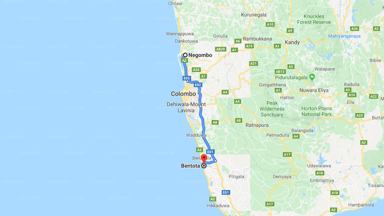 Negombo City to Bentota City Private Transfer