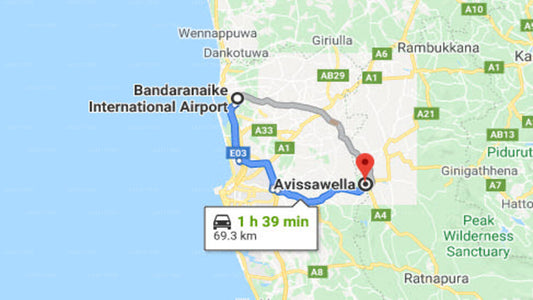 Transfer between Colombo Airport (CMB) and The Log Cabin, Avissawella