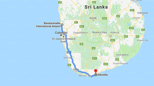 Transfer between Colombo Airport (CMB) and Villa Dikwella, Dikwella