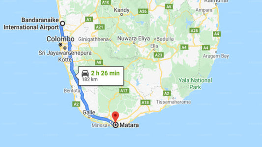 Transfer between Colombo Airport (CMB) and Beach Inns Holiday Resort, Matara