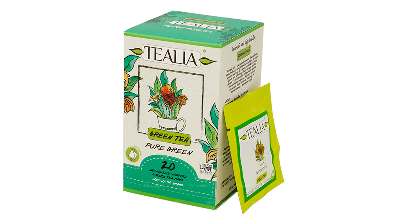 Tealia Pure Green - 20 Pyramid Envelope Sachets (40g)